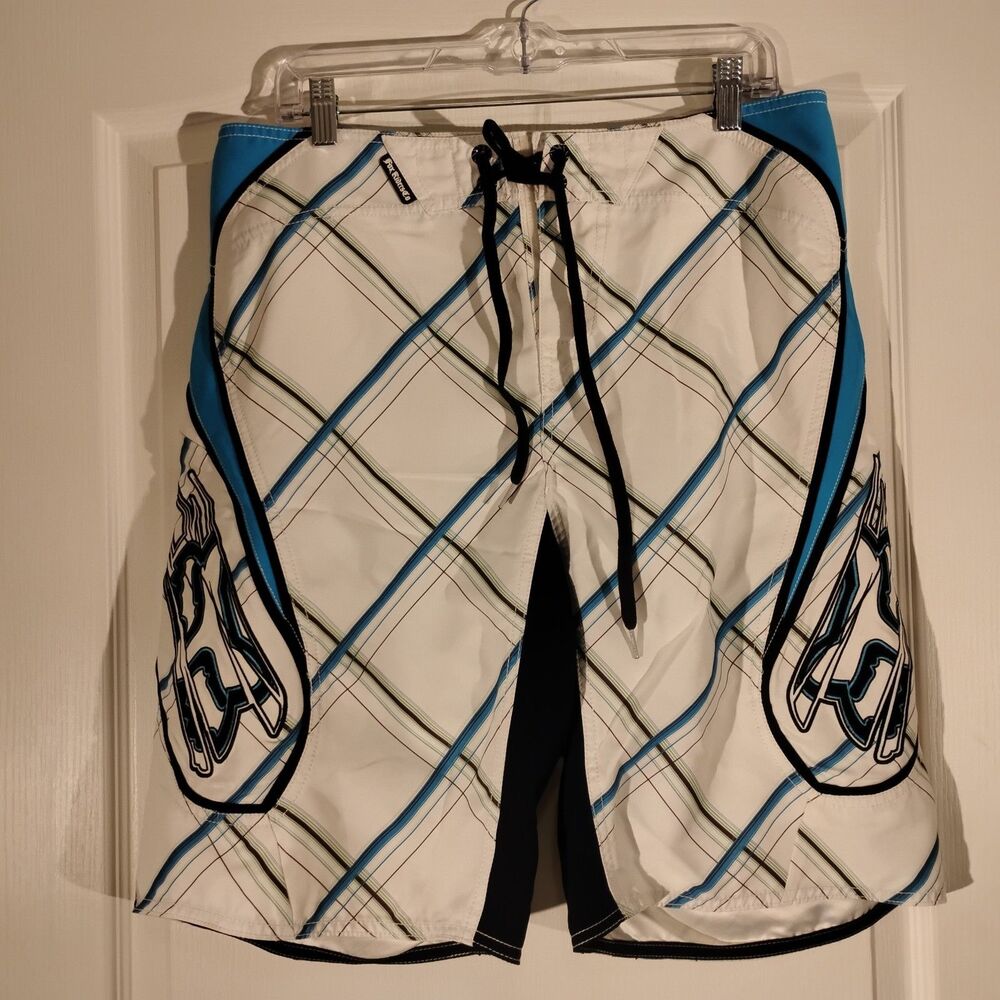 FOX racing shorts mens 33 white graphic hybrid surf swim ATV moto performance